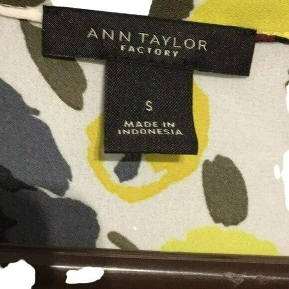 Ann Taylor Floral Top High-Low Hem Yellow Blue S - Picture 4 of 5